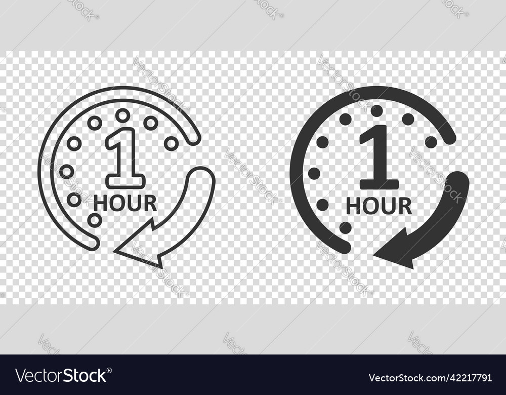 1 hour clock icon in flat style timer countdown