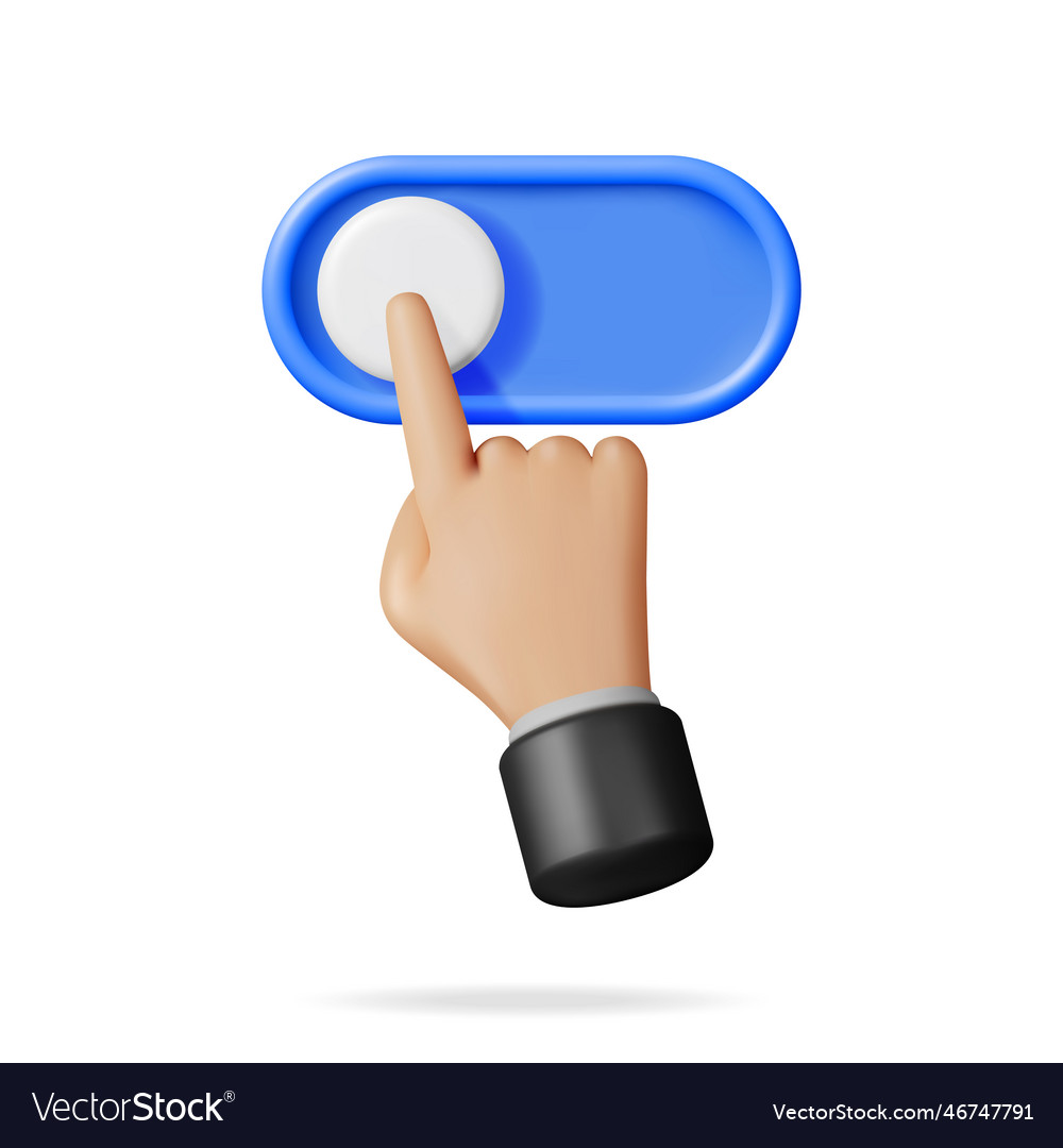 3d hand and switch button Royalty Free Vector Image