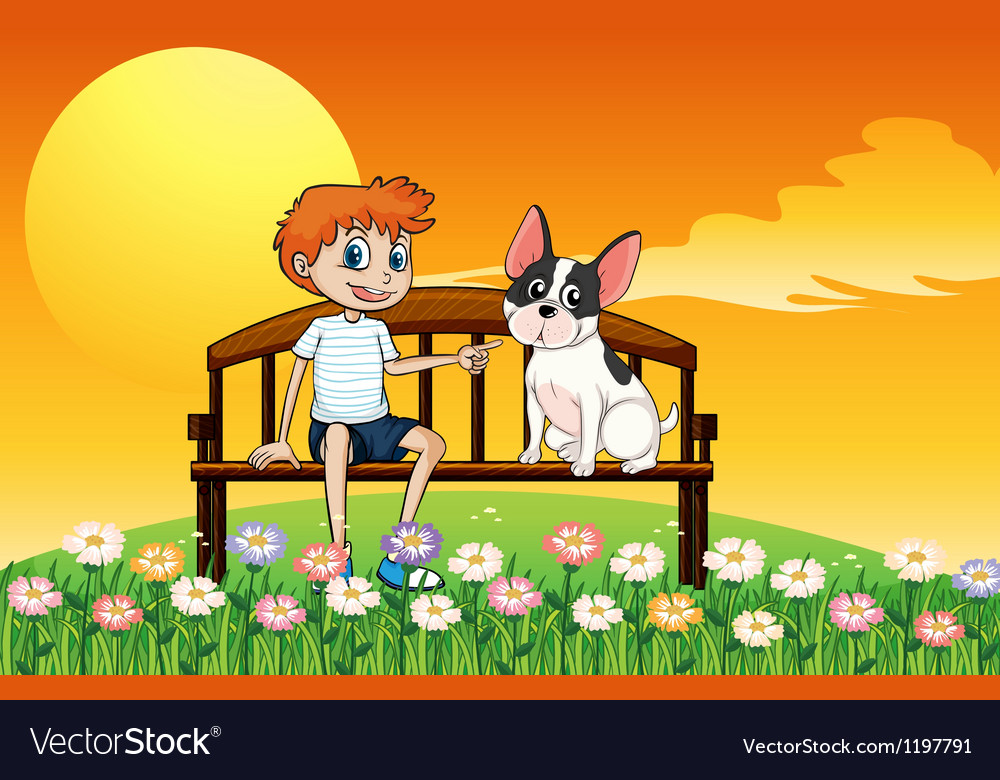 A man pointing at the dog Royalty Free Vector Image