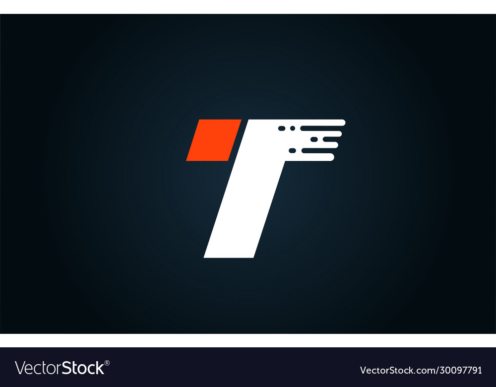 Alphabet white orange blue letter logo t icon