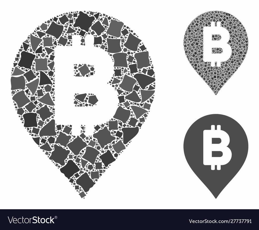 Bitcoin map marker composition icon inequal Vector Image Bitcoin map marker composition icon inequal