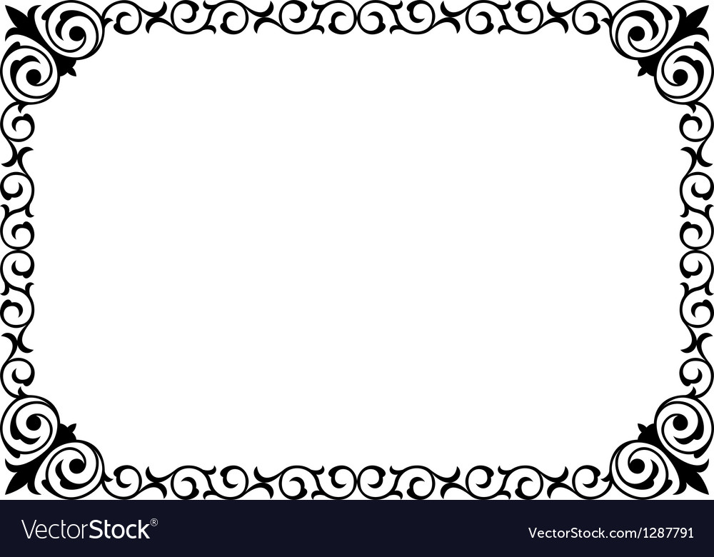 Calligraphy penmanship curly baroque frame black Vector Image