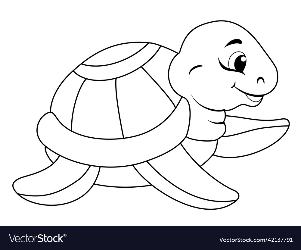 Children coloring book sea dweller funny turtle Vector Image