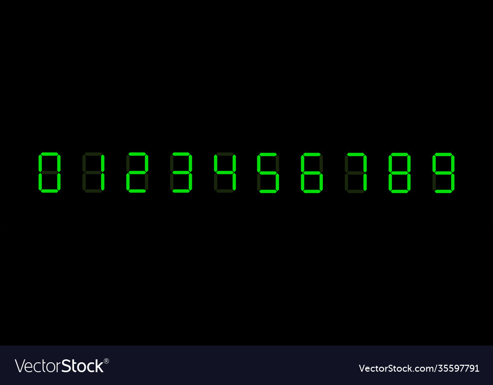 Digital font number isolated on black background