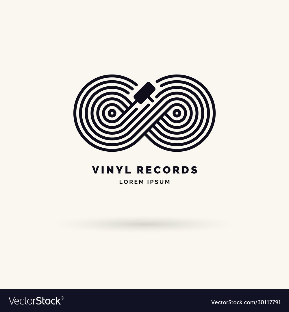 Emblem vinyl record linear sign vector image Emblem vinyl record linear sign