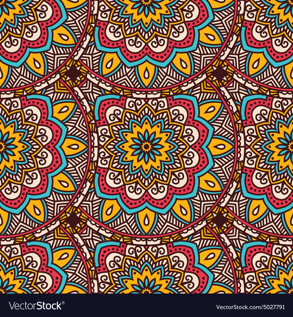 Ethnic floral seamless pattern Royalty Free Vector Image