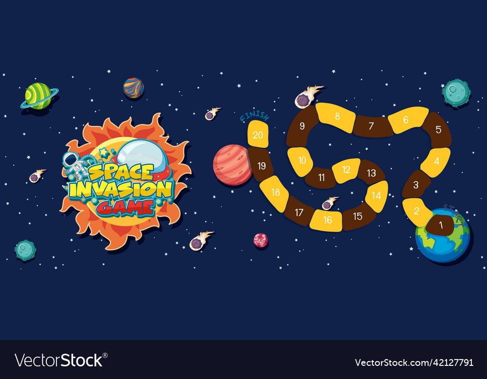 Game template with space theme background vector image Game template with space theme background