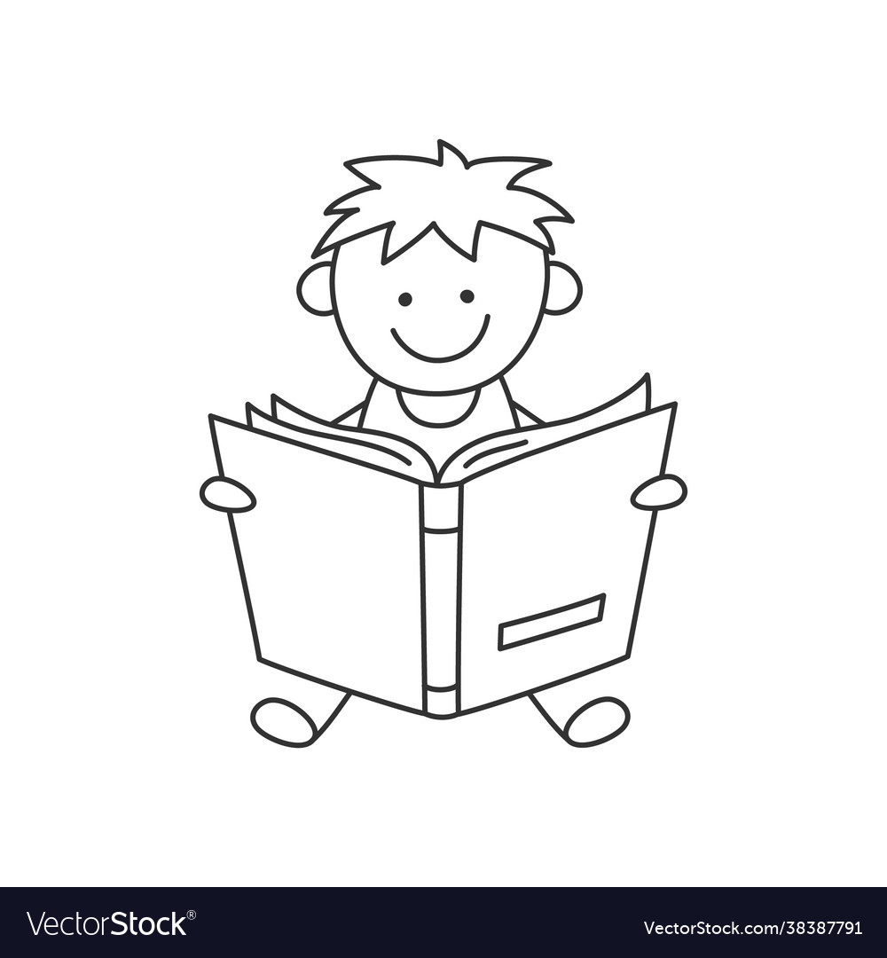 Free Vector  A simple sketch of a young kid reading