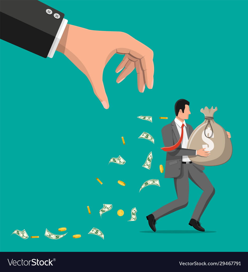 Hand tries to grab money running businessman Vector Image