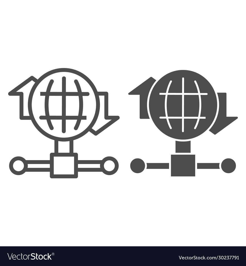Internet connection bandwidth line and solid icon vector image Internet connection bandwidth line and solid icon