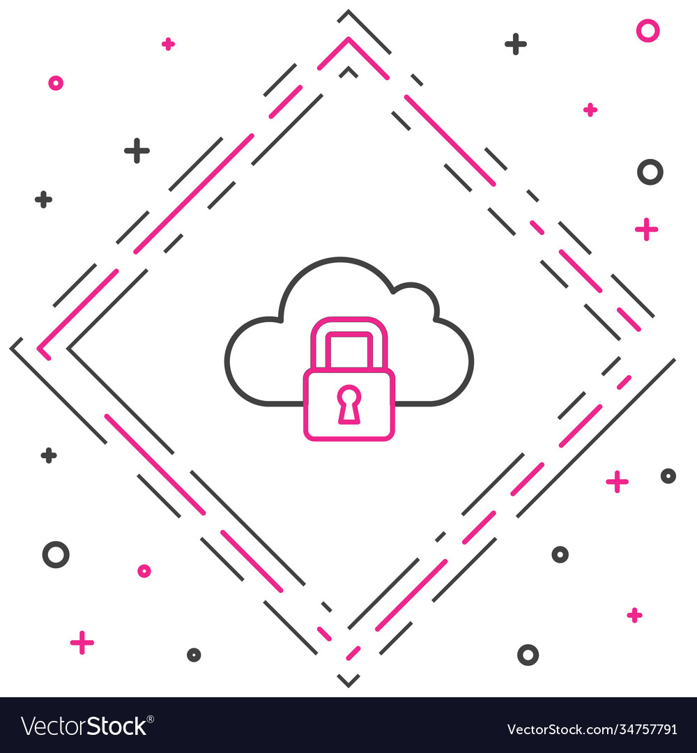 Line cloud computing lock icon isolated on white Vector Image Line cloud computing lock icon isolated on white
