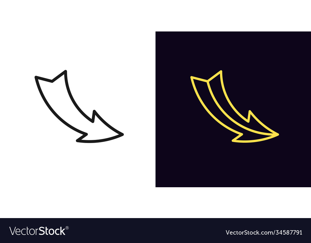 Outline arrow icon linear pointer sign curved vector image Outline arrow icon linear pointer sign curved