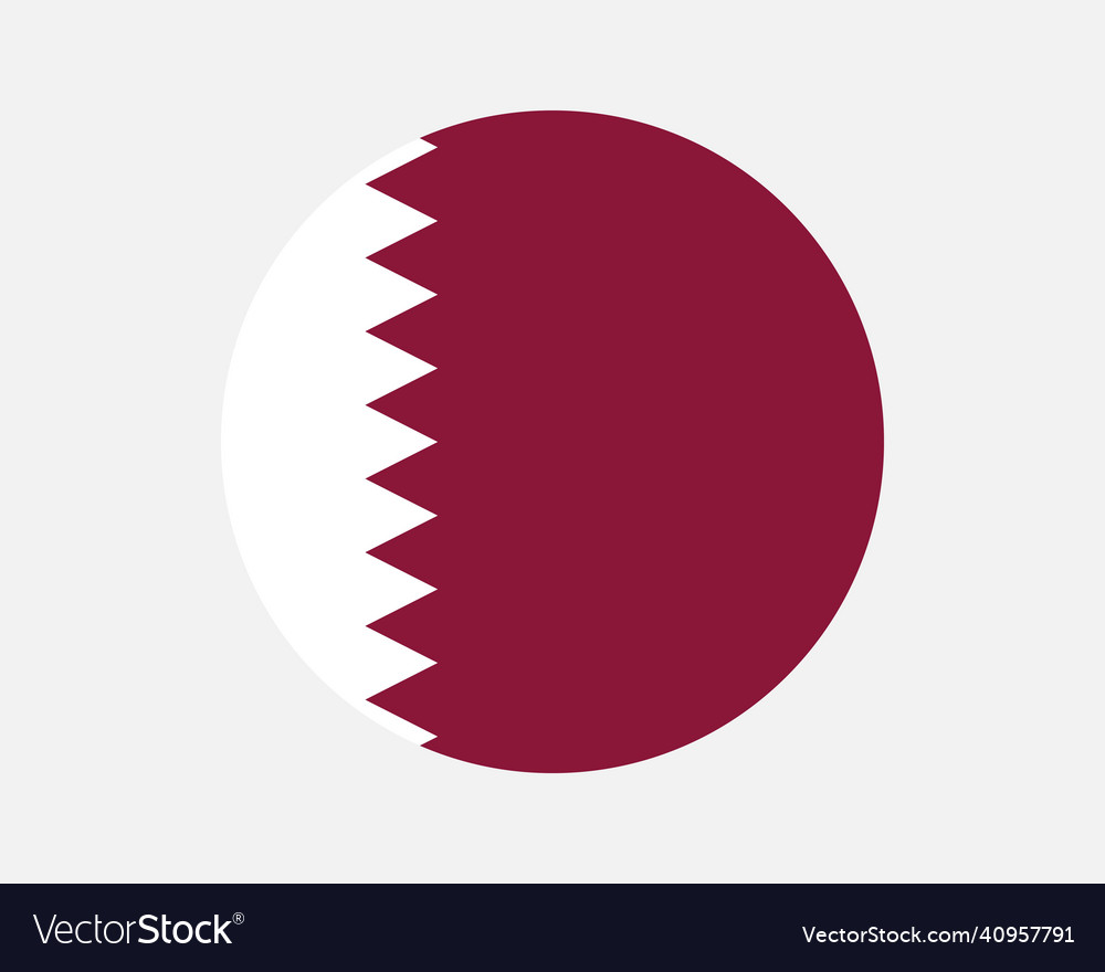 Qatar qatari round circle country national flag Vector Image