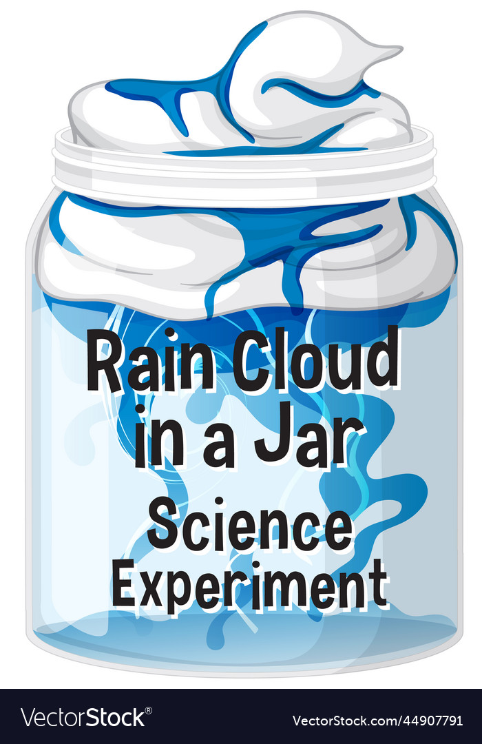 Rain cloud in a jar science experiment vector image Rain cloud in a jar science experiment