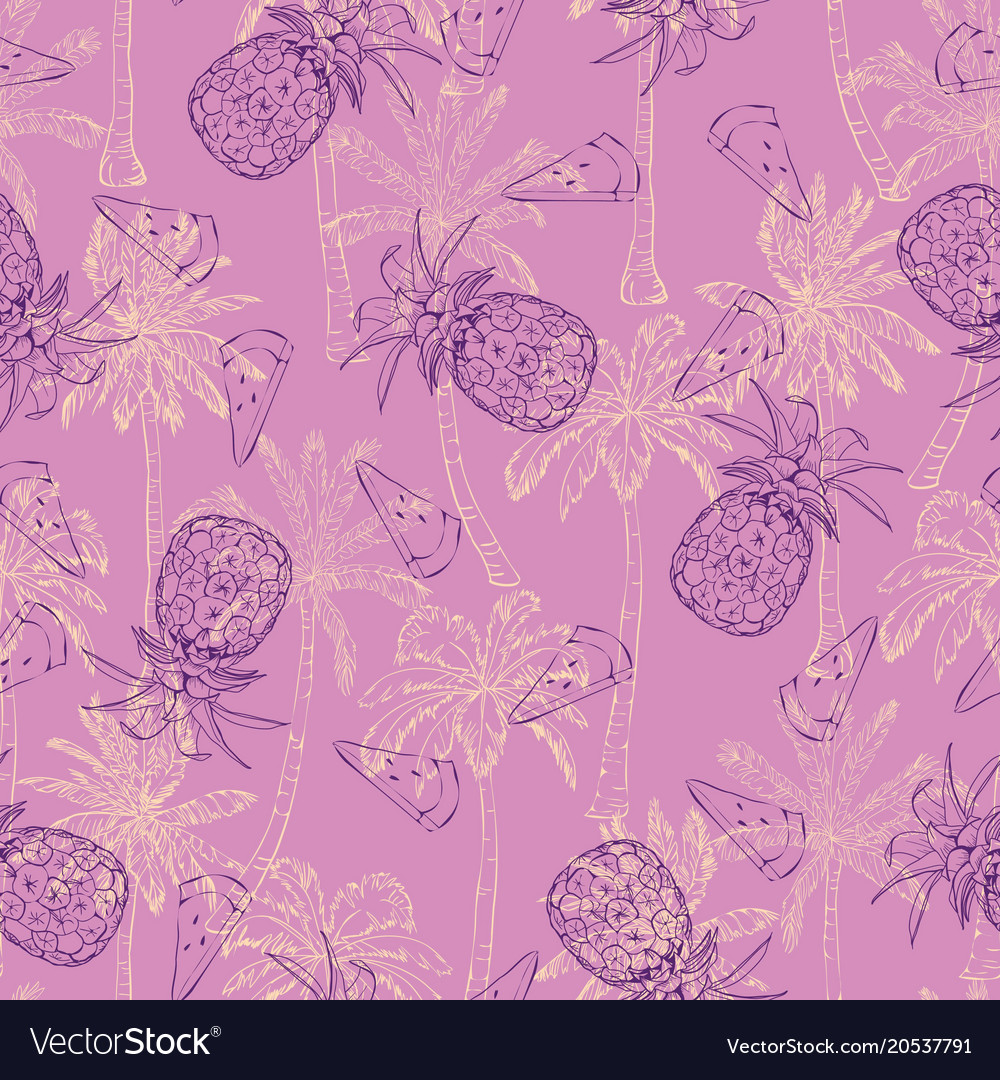 Seamless pattern with pineapples
