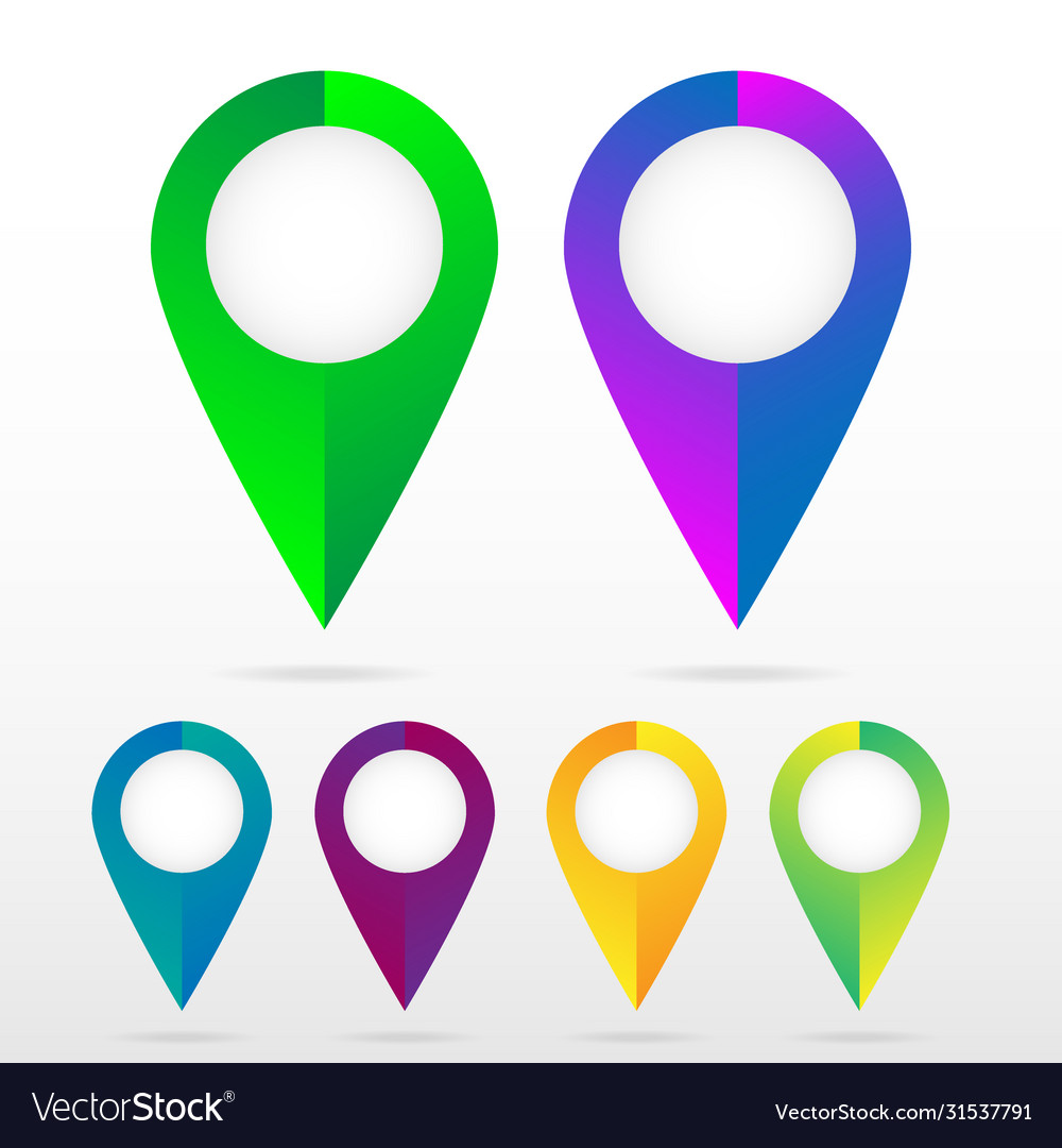 Set bright map pointers vector image Set bright map pointers