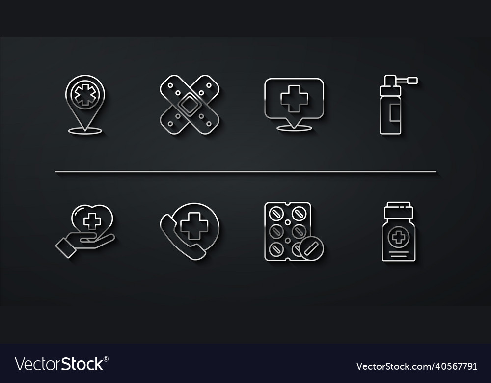 Set line map pointer with cross hospital heart