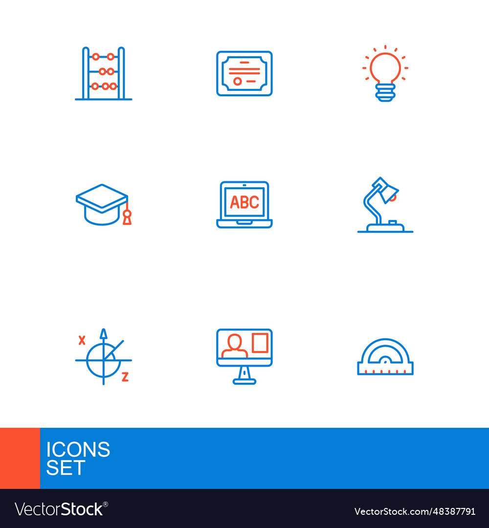 Set line protractor grid online class vector image Set line protractor grid online class