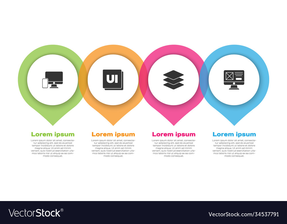 Set monitor and mobile ui ux design layers Vector Image Set monitor and mobile ui ux design layers