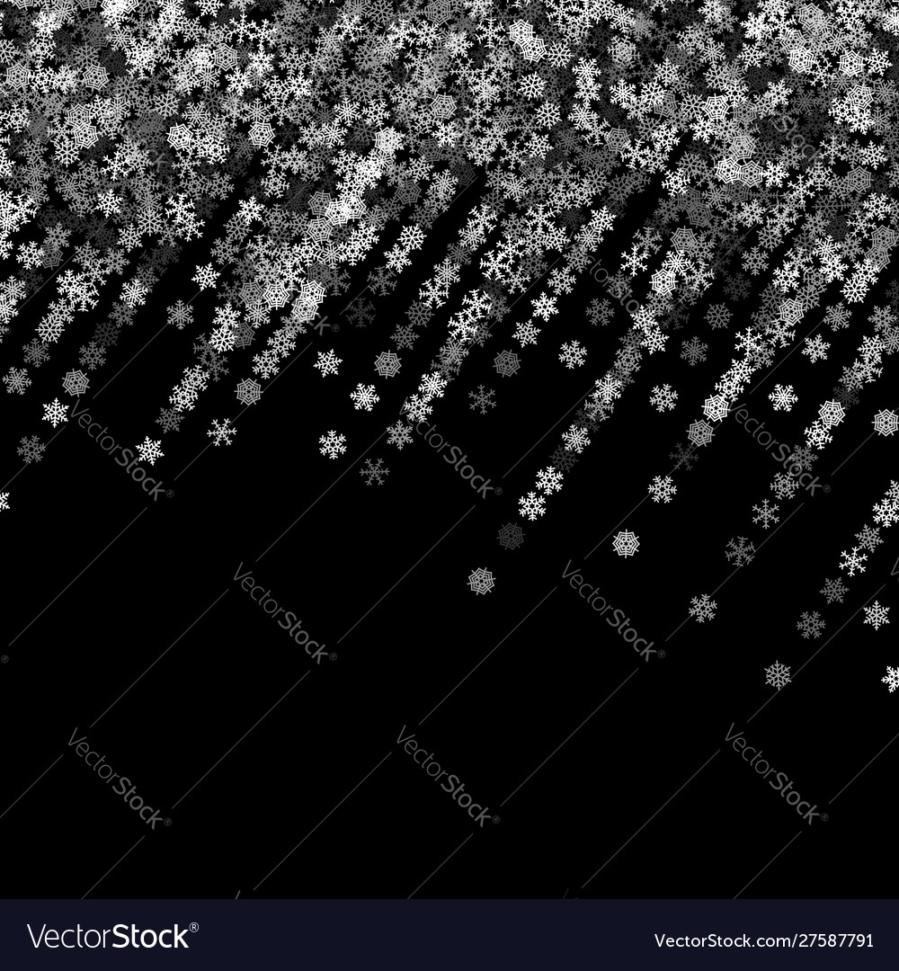 Snowfall with random snowflakes in dark vector image Snowfall with random snowflakes in dark