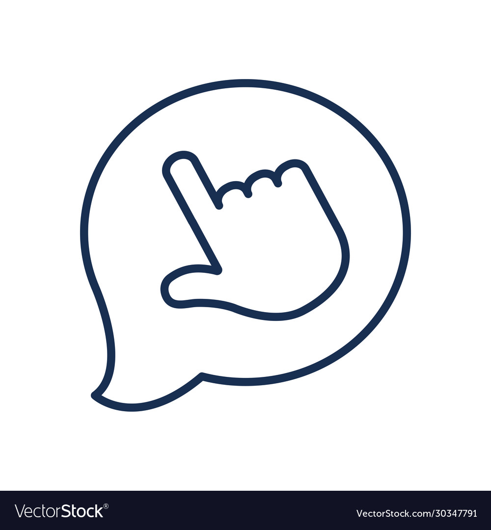 Speech bubble with hand cursor icon line style