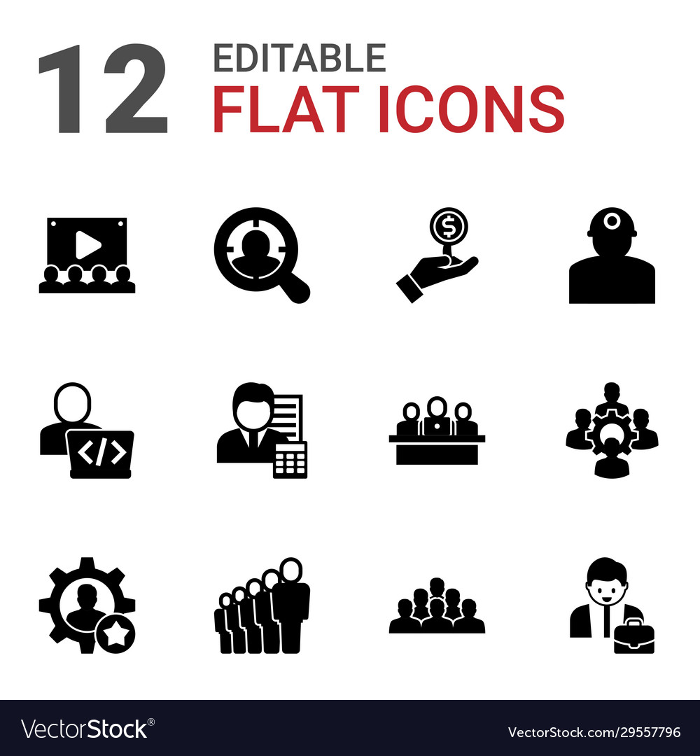 12 employee filled icons set isolated on white