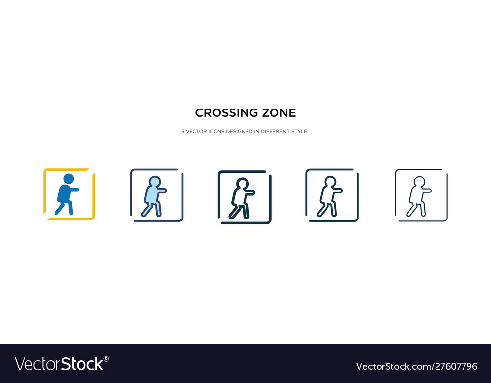 Crossing zone icon in different style two vector image Crossing zone icon in different style two