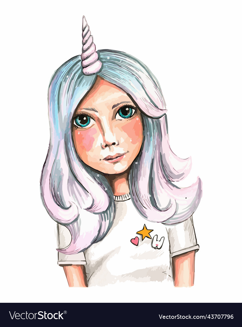 Cute young little teenage girl vector image Cute young little teenage girl