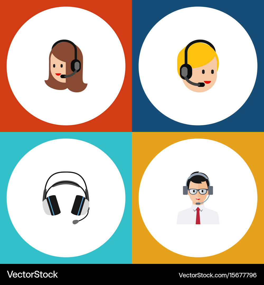 Flat icon center set help call center service Vector Image