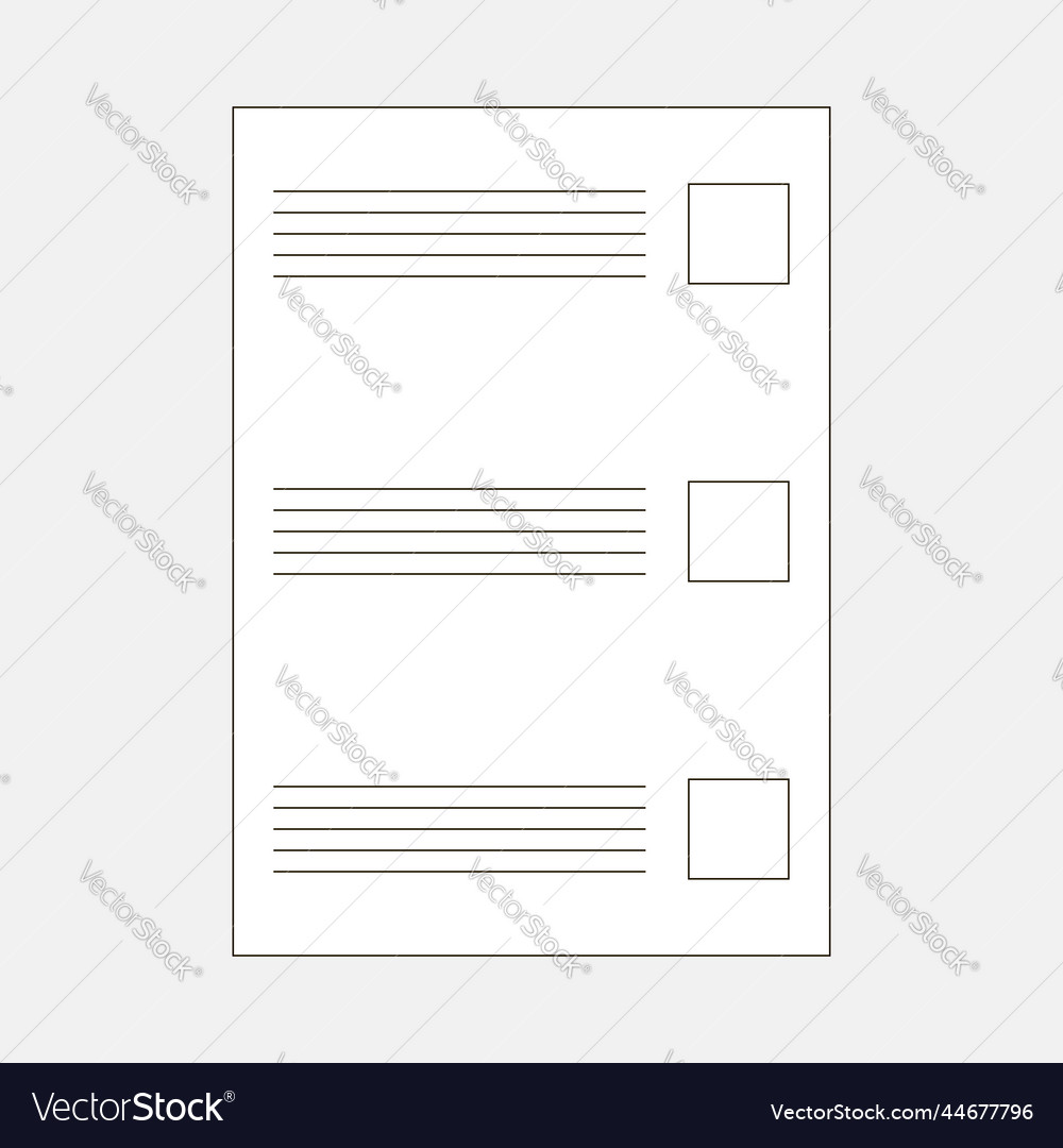 Form for voting or testing with lines and squares