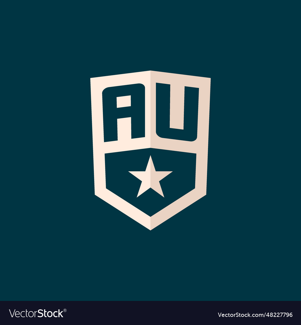 Initial au logo star shield symbol with simple Vector Image