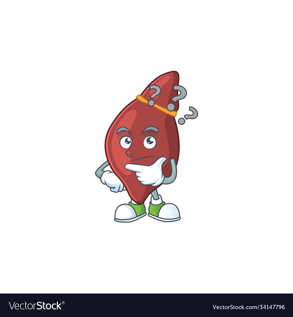 Liver mascot design concept having confuse gesture