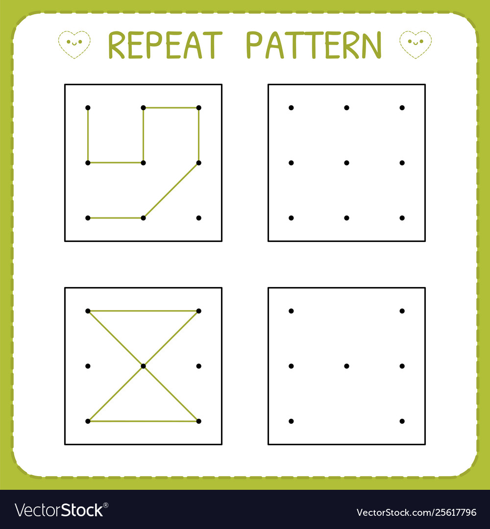Repeat pattern educational games for practicing Vector Image