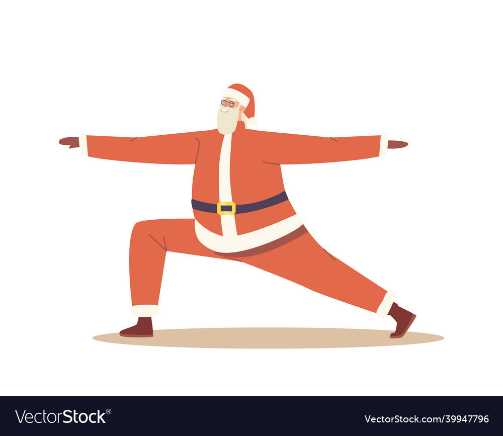 Santa in warrior yoga asana healthy yogi