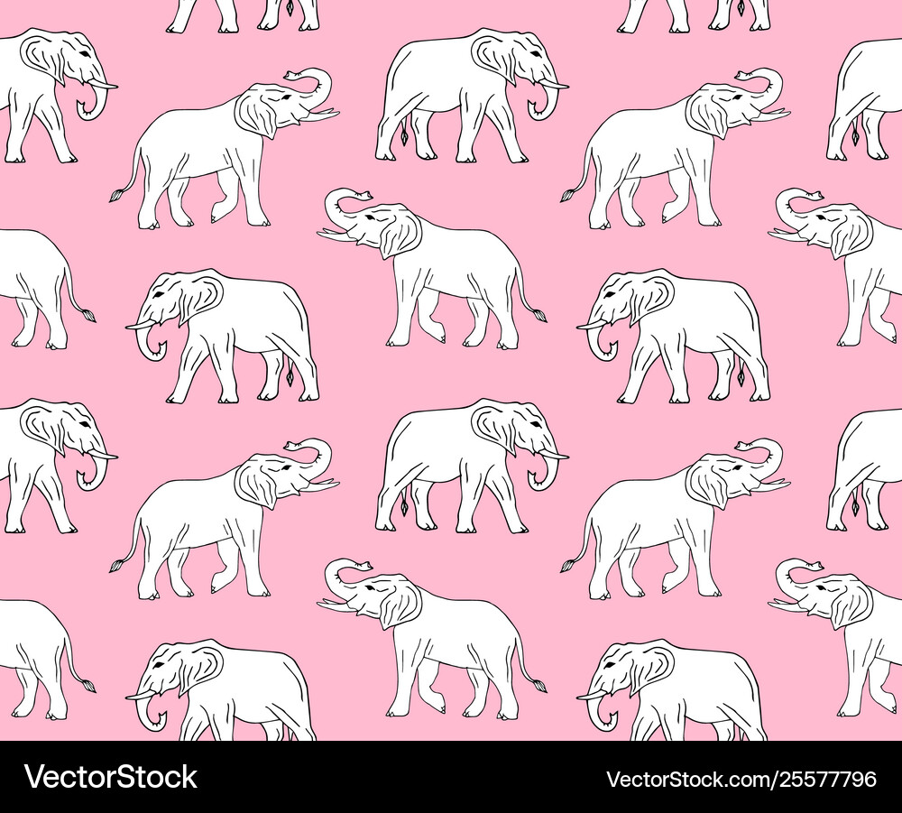 Seamless pattern hand drawn elephant Royalty Free Vector