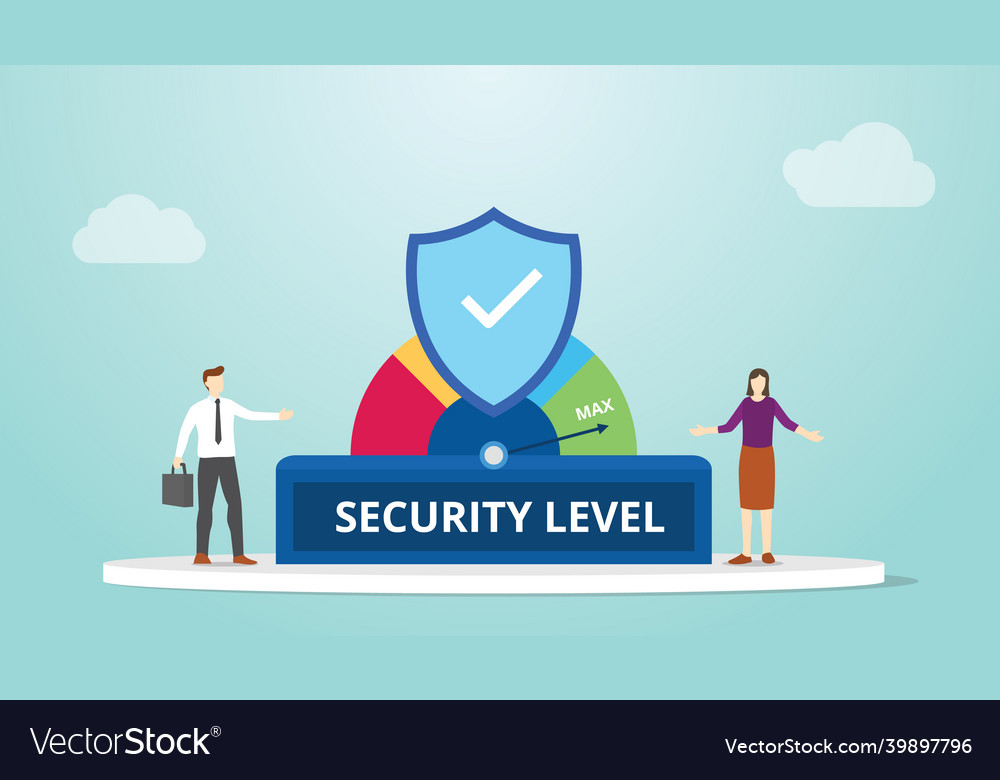 Security level concept with secure badge Vector Image Security level concept with secure badge