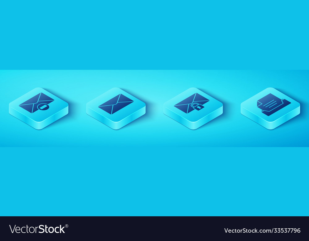Set isometric delete envelope drawer vector image Set isometric delete envelope drawer