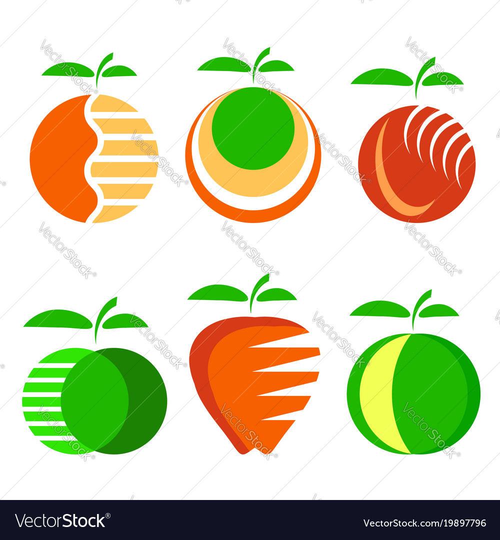 Set of different apple fruit icons isolated Vector Image