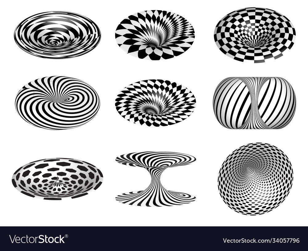 Set three-dimensional figures rotation vector image Set three-dimensional figures rotation