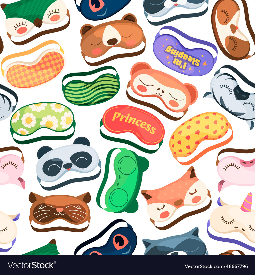 Sleeping mask pattern seamless print Royalty Free Vector