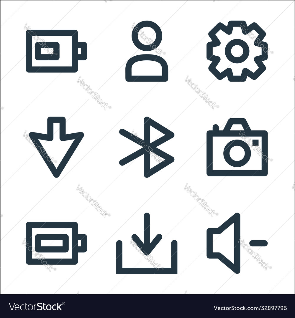 User interface line icons linear set quality vector image User interface line icons linear set quality