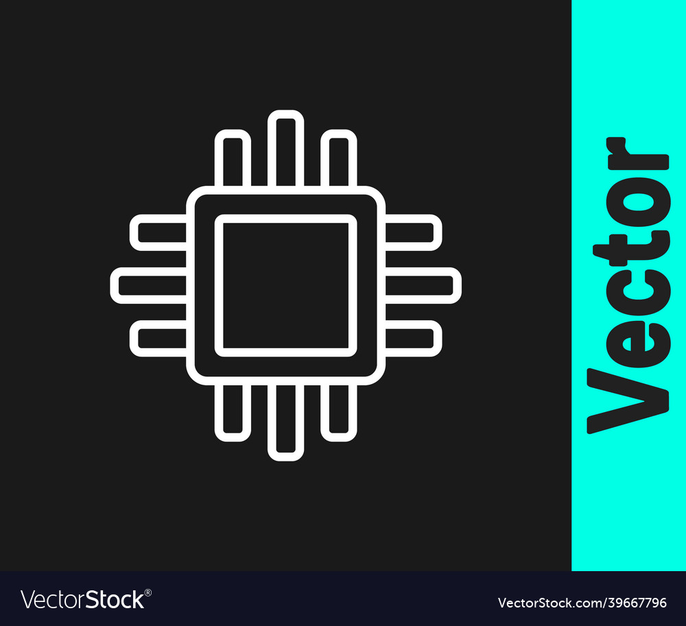 White Line Computerprozessor mit Mikroschaltungen vector image White Line Computerprozessor mit Mikroschaltungen