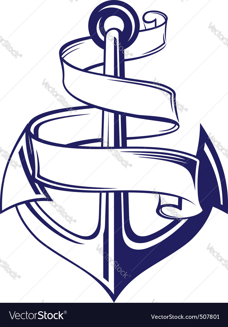 Anchor with ribbon Royalty Free Vector Image - VectorStock