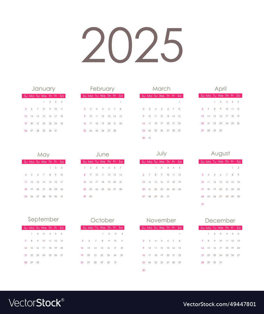 Calendar 2025 red week starts on sunday