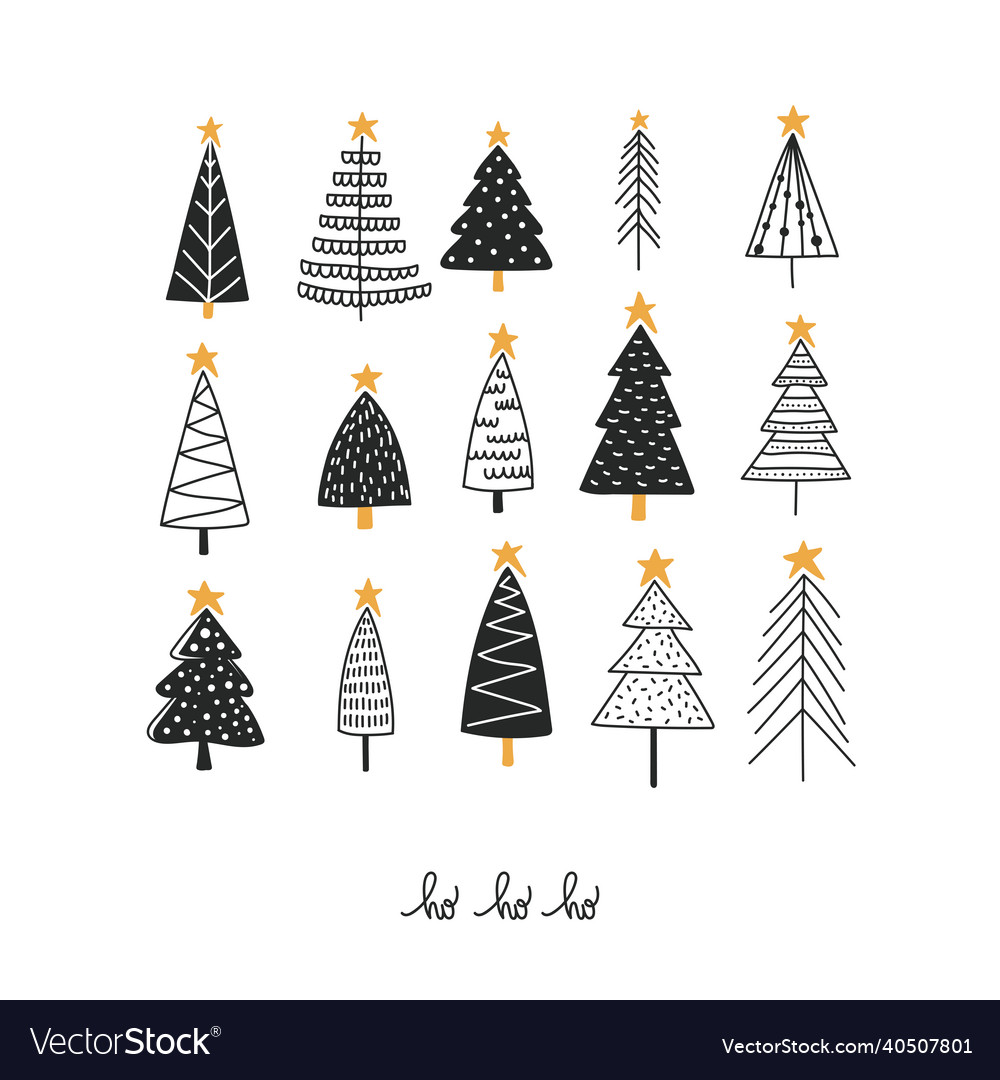 Weihnachtsbaum Doodle Icons Set