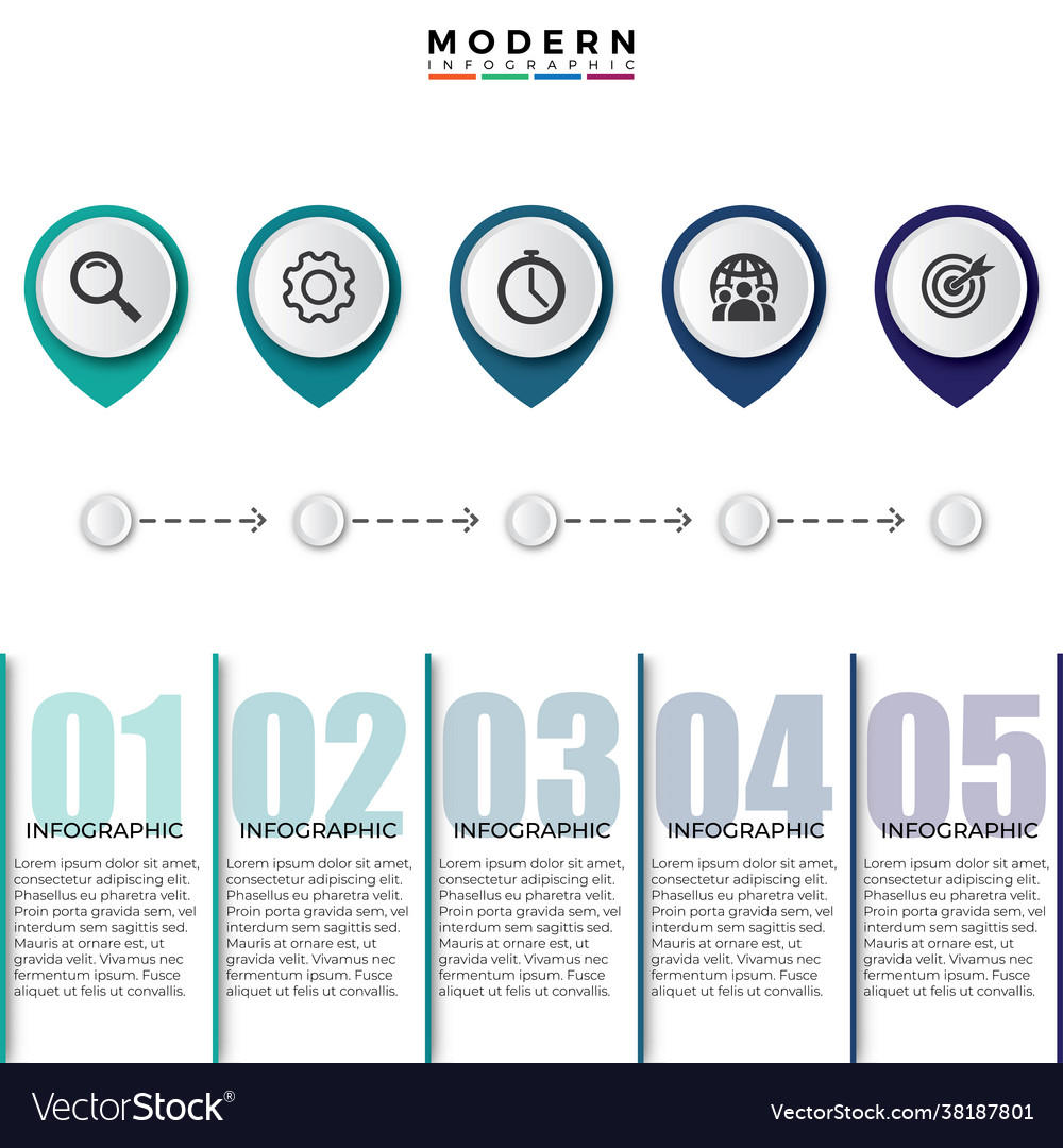 Colorful timeline infographic design with arrow