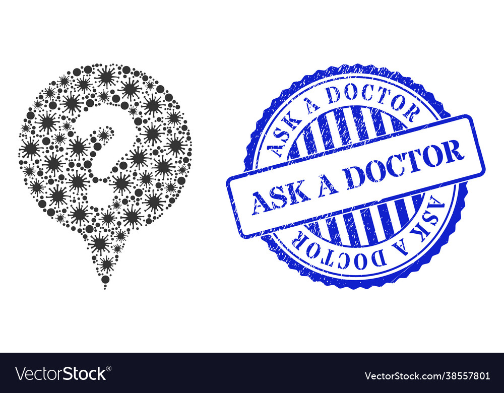 Distress ask a doctor stamp and covid-2019