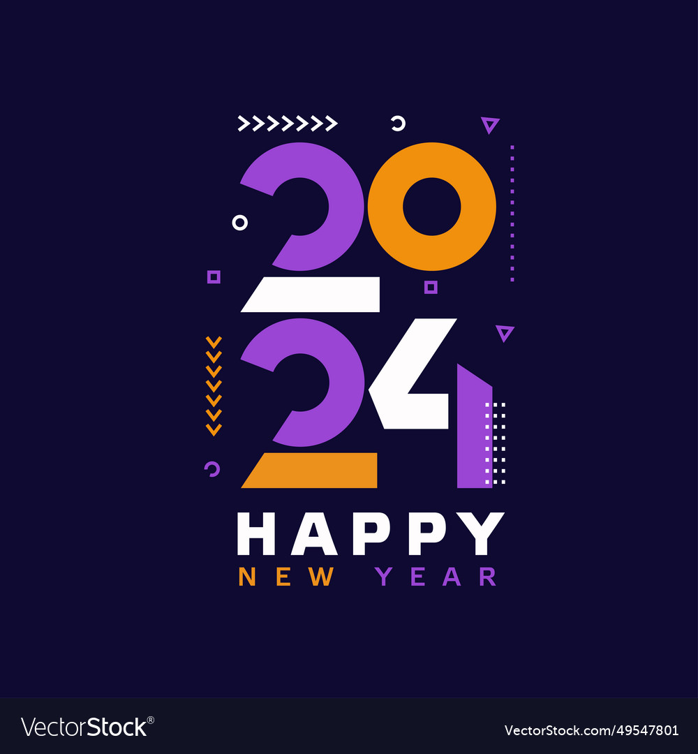 Happy New Year 2024 Number Design Template Vector Image