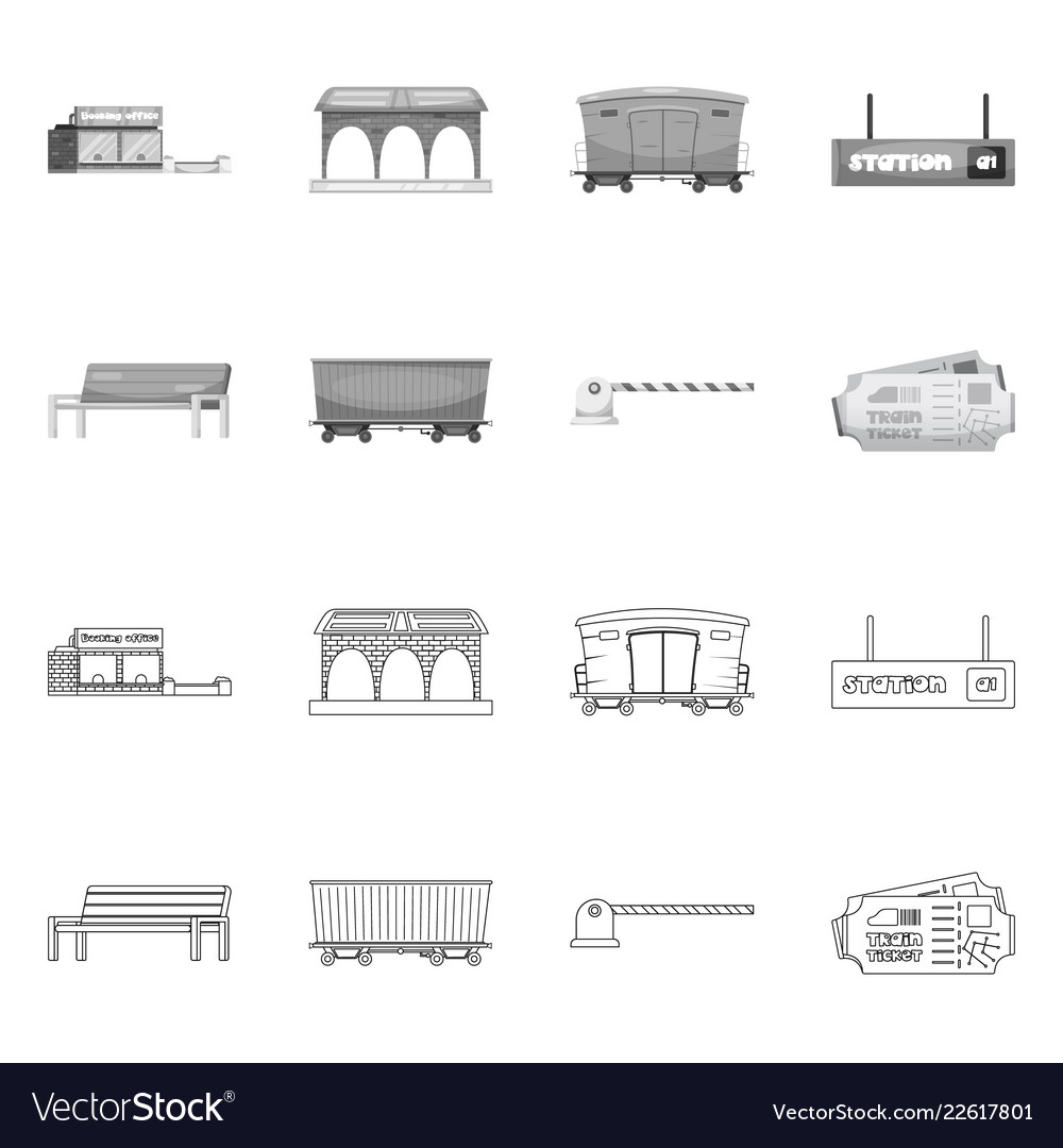 Isolated object of train and station symbol vector image Isolated object of train and station symbol