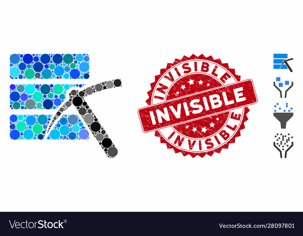 Mosaic data mining icon with distress invisible vector image Mosaic data mining icon with distress invisible